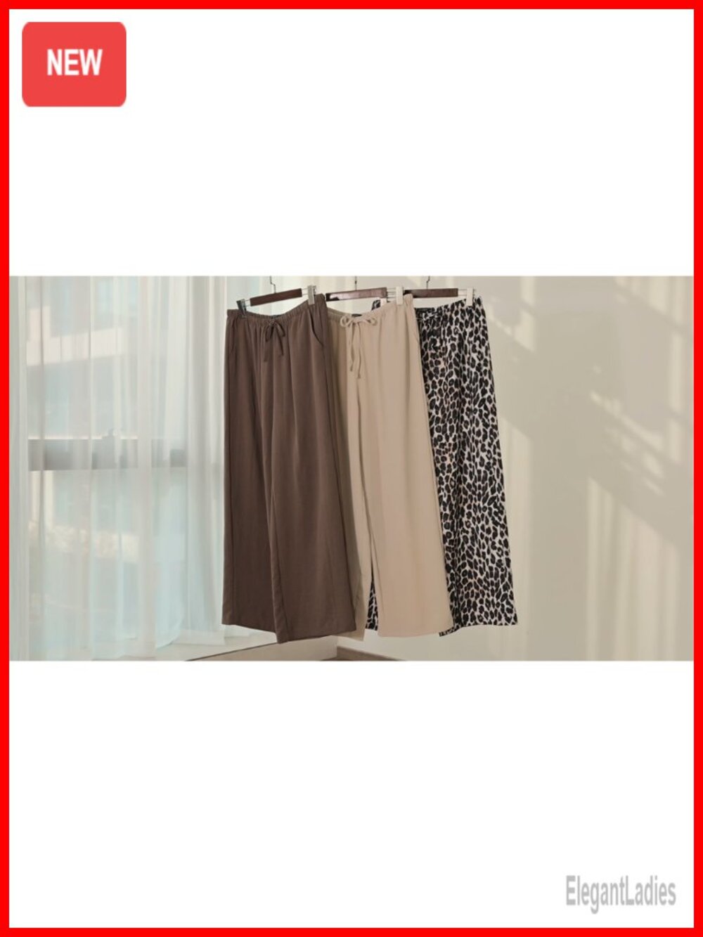 Wide Leg Palazzo Pants with Pockets Drawstring Elastic Waist Flowy Summer - Picture 5 of 6